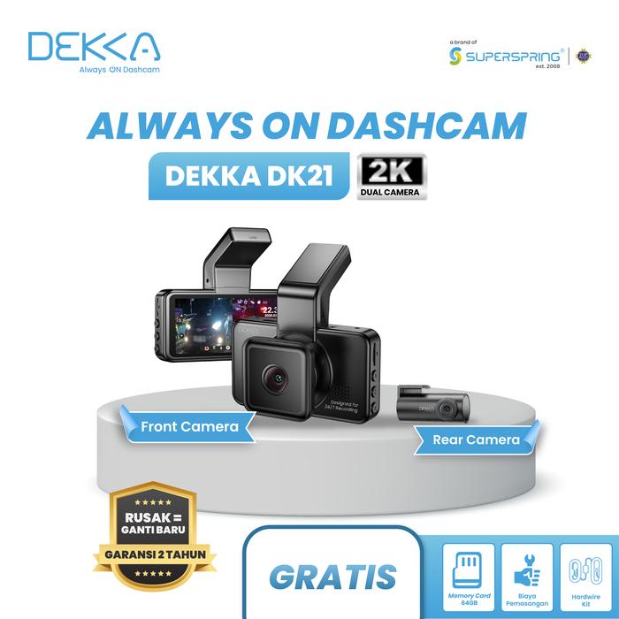 DEKKA DK21 Dashcam Mobil 2K Kamera Depan Belakang ADAS Wifi 6 Always On Gratis Pemasangan